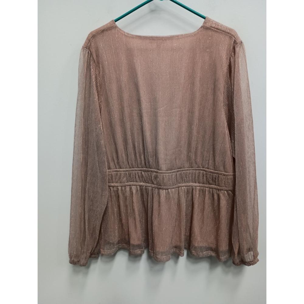 Maurices Top Womens Sz 2X Beige Metallic BOHO Fairy Romantic Balloon Sleeve New - Picture 10 of 12